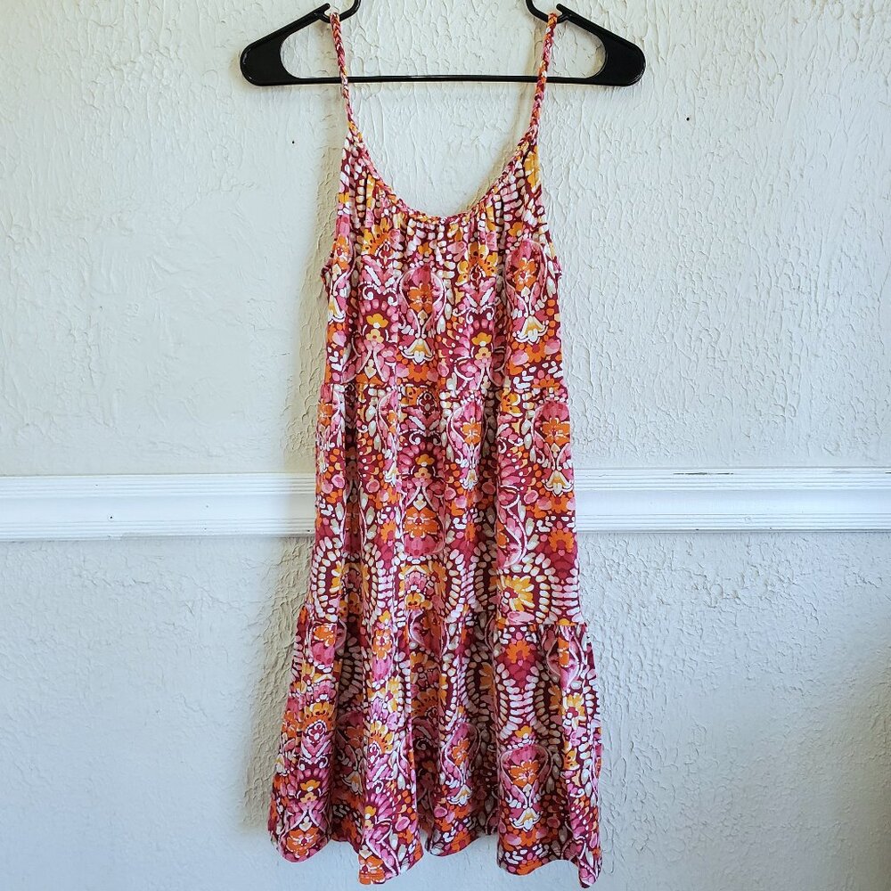 Old Navy Braided-Strap Tiered Mini Swing Dress, Women's Small Tall, Pink